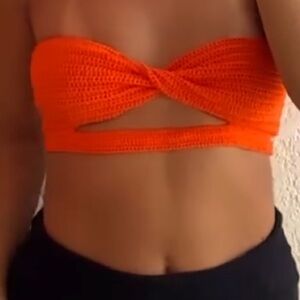 Neon Crriscross Crochet Sweetheart Bralette Top